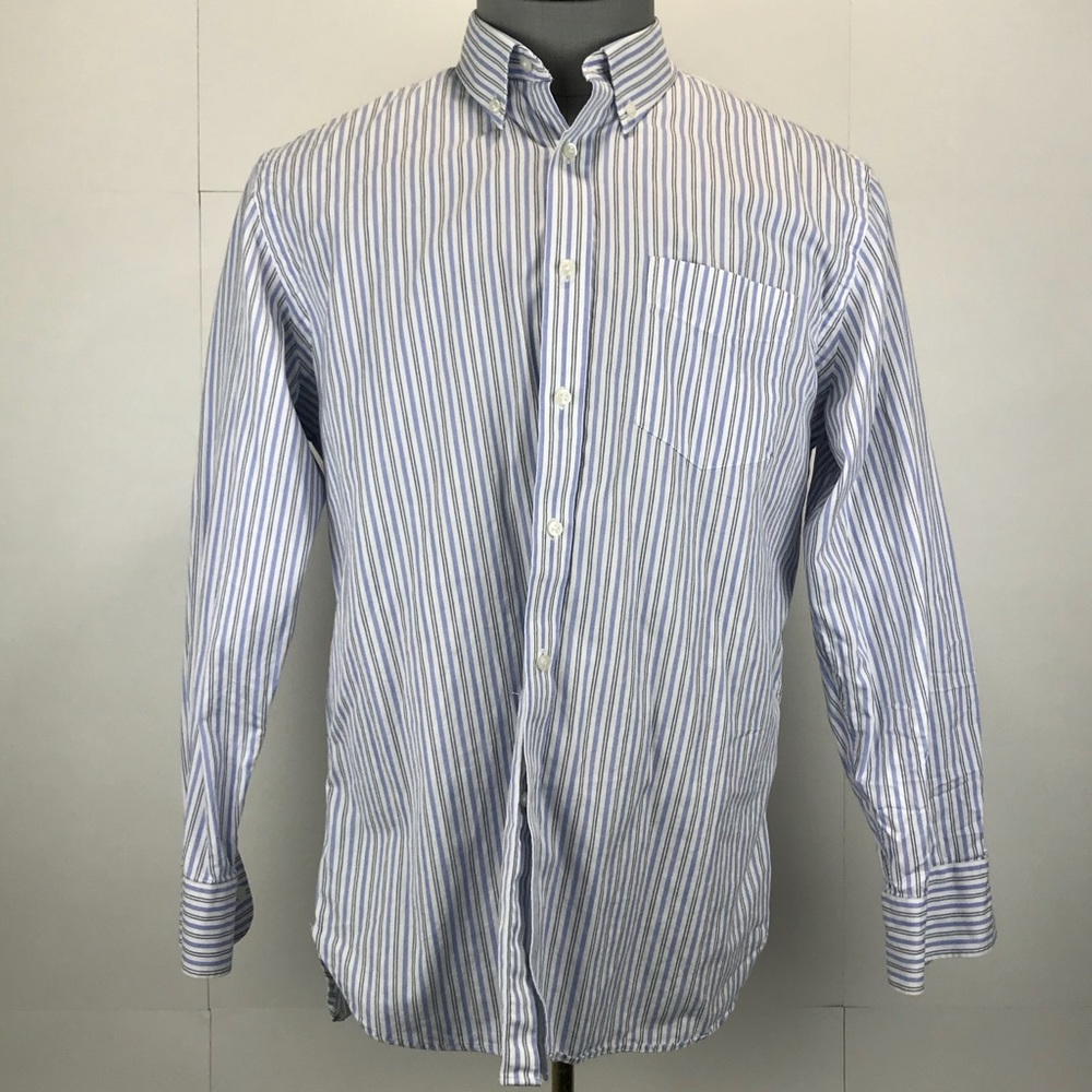 1901 Dress Shirt White Light Blue Pinstripes 16
